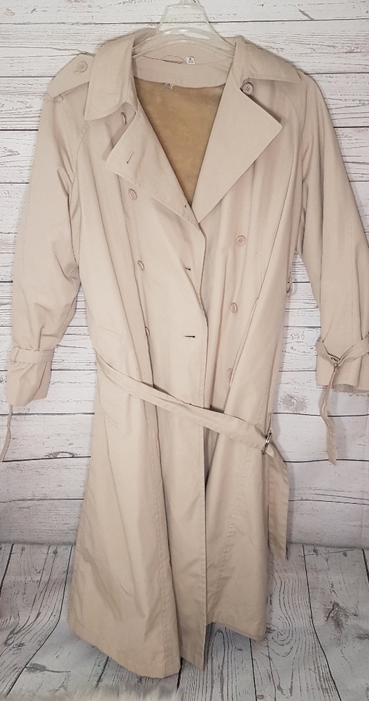 Vintage Tan Double Breasted Trench Coat Sz 16